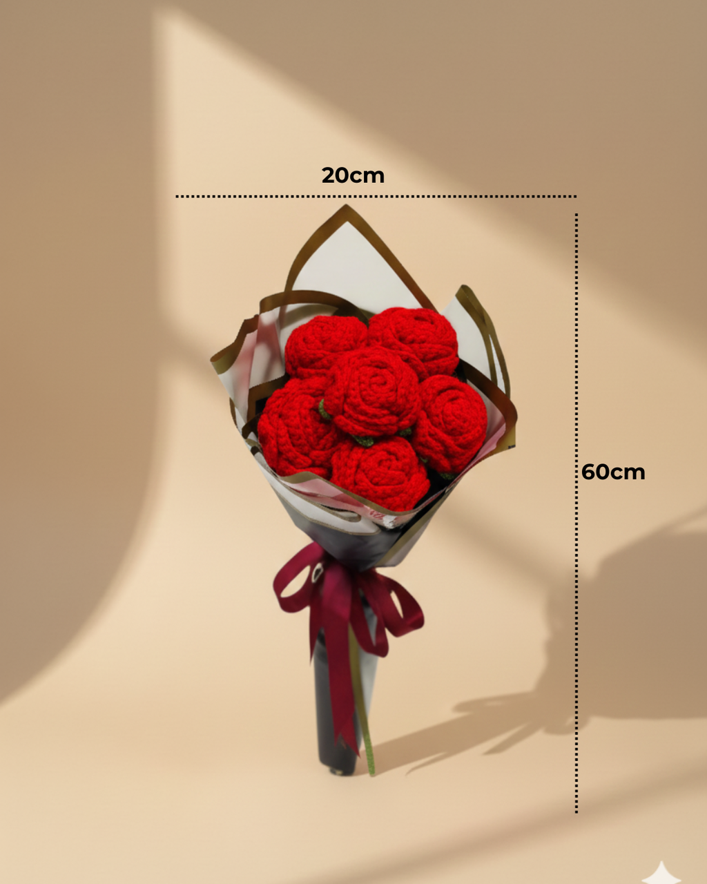 Handmade Red Rose Crochet Bouquet