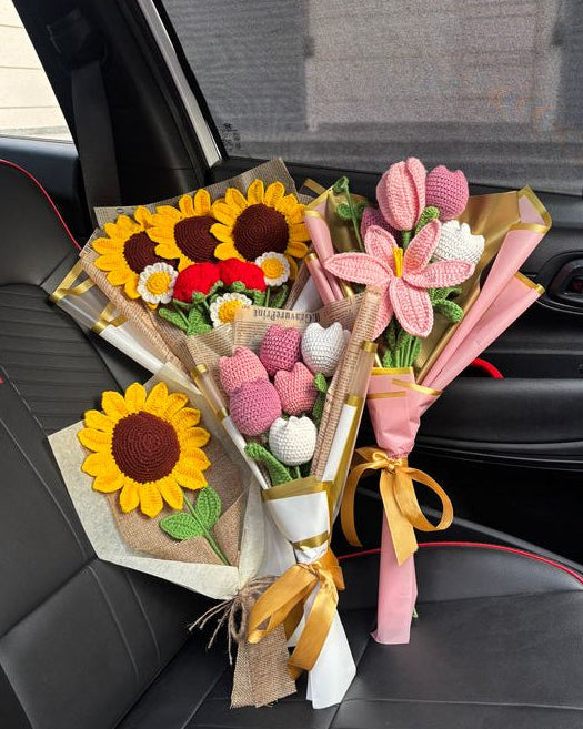 Handmade Crochet Flower Bouquet Bundle