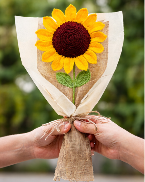 Handmade Sunflower Crochet Bouquet