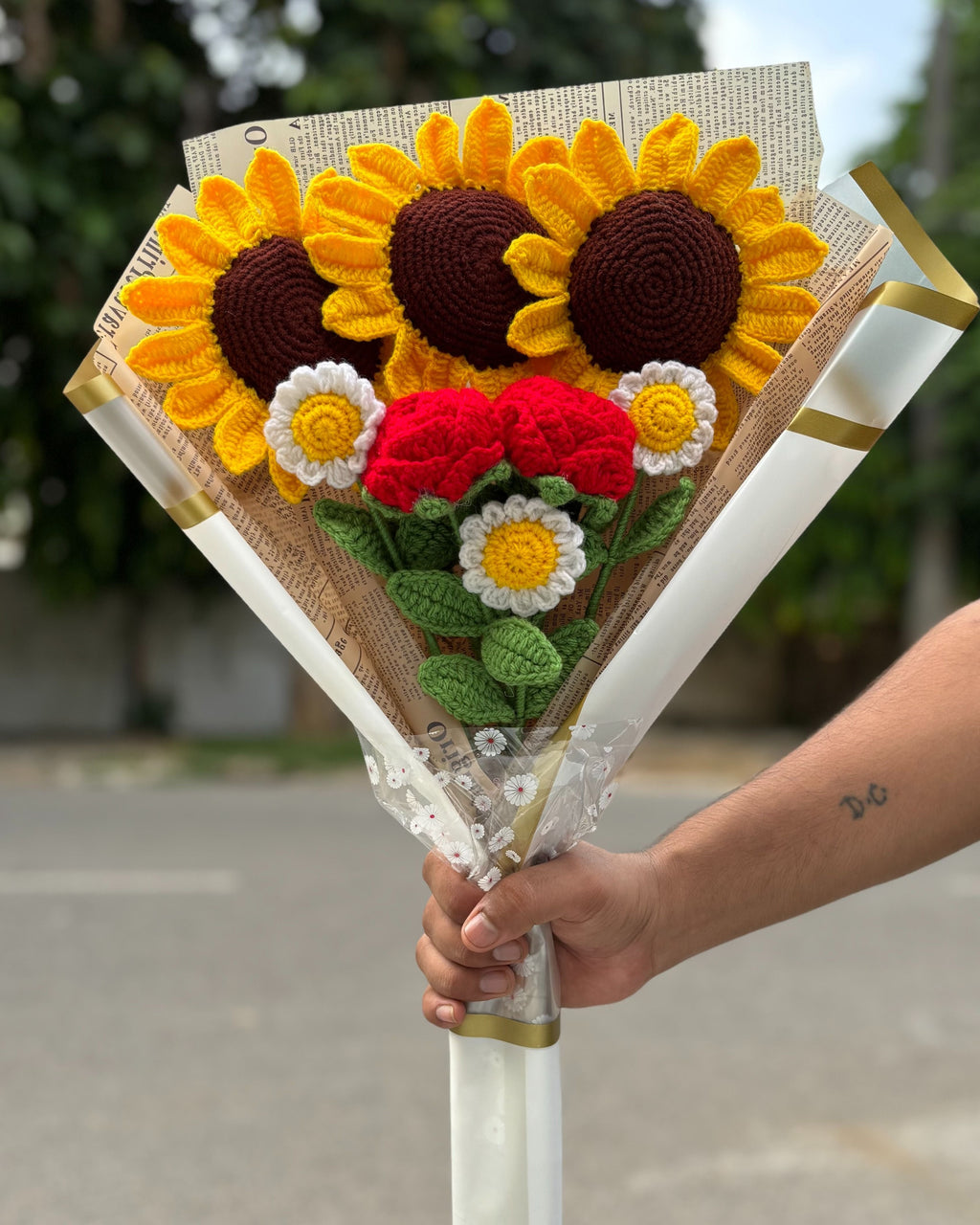 Handmade Crochet Sunflower Bouquet