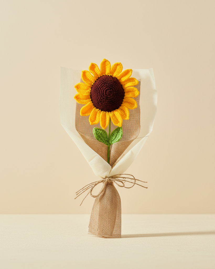 Handmade Sunflower Crochet Bouquet