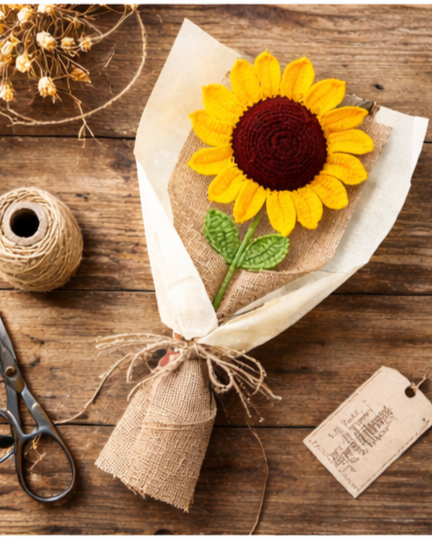 Handmade Sunflower Crochet Bouquet