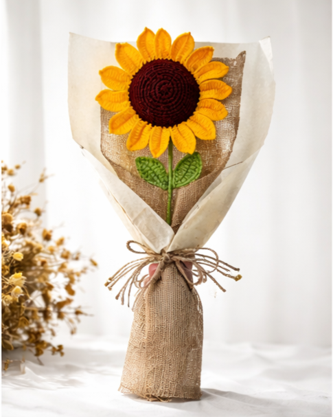 Handmade Sunflower Crochet Bouquet