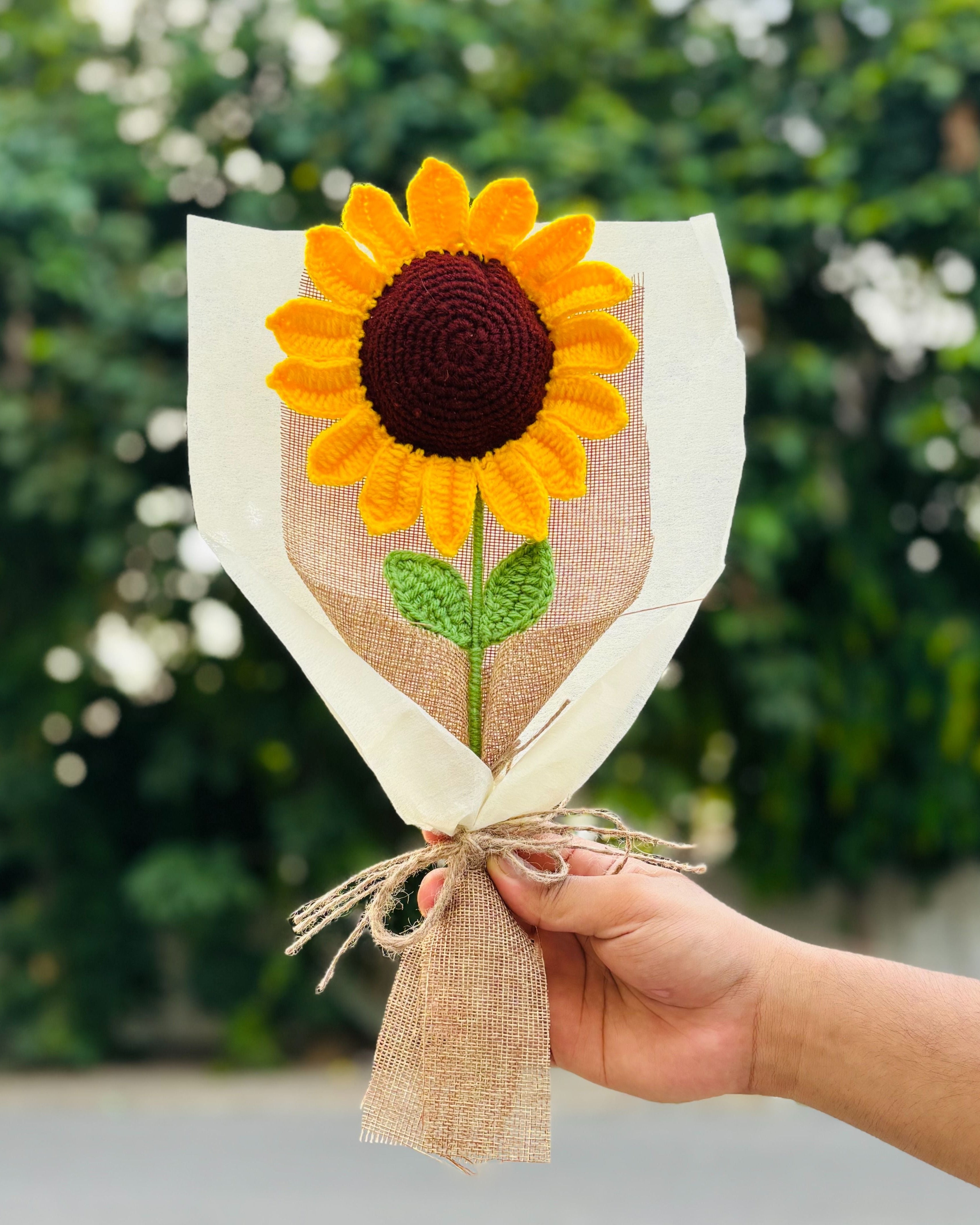 Handmade Sunflower Crochet Bouquet